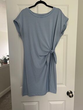 Vineyard Vines Light Blue and White Striped Midi Dress